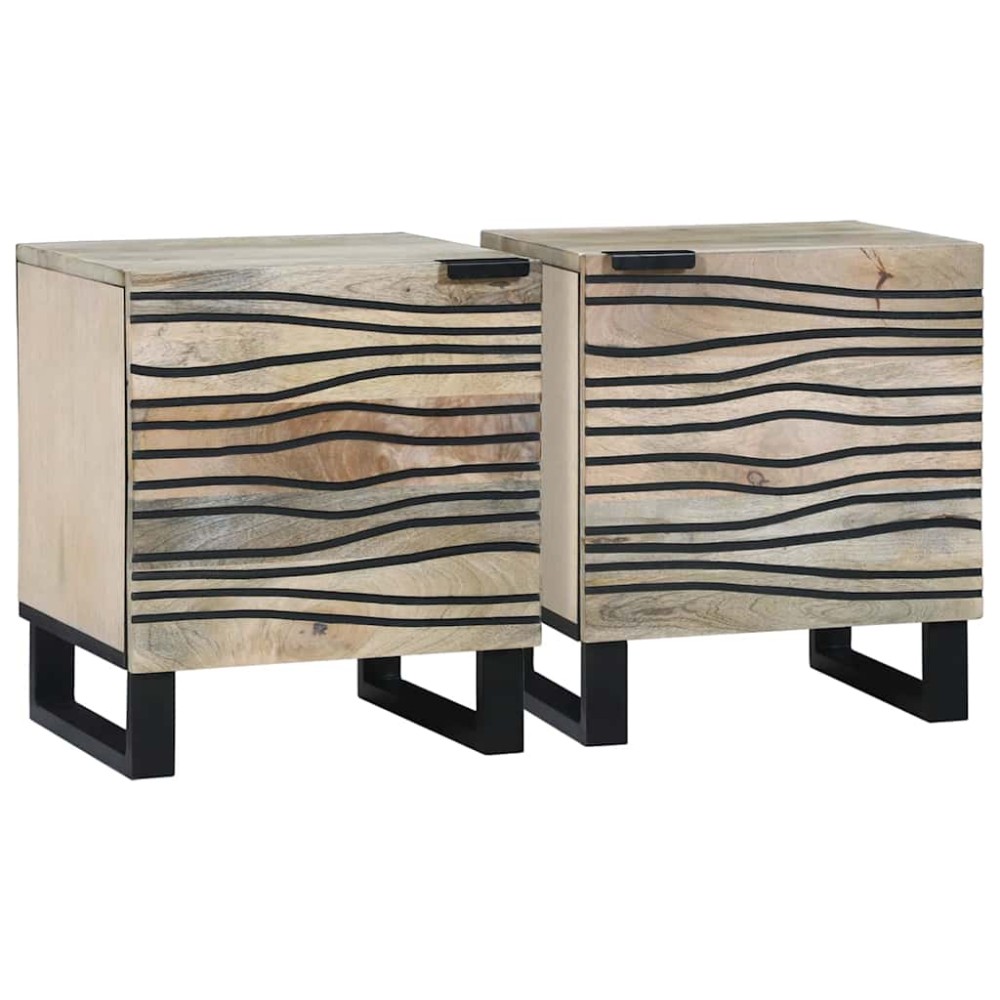 vidaXL Κομοδίνο 2 τμχ. Λευκό 40 x 33 x 46 εκ. Επεξεργασμένο Ξύλο