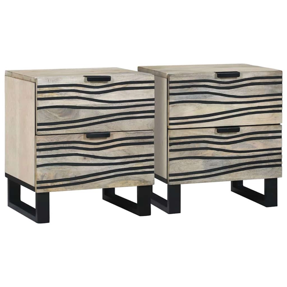 vidaXL Κομοδίνο 2 τμχ. Λευκό 40 x 33 x 46 εκ. Επεξεργασμένο Ξύλο