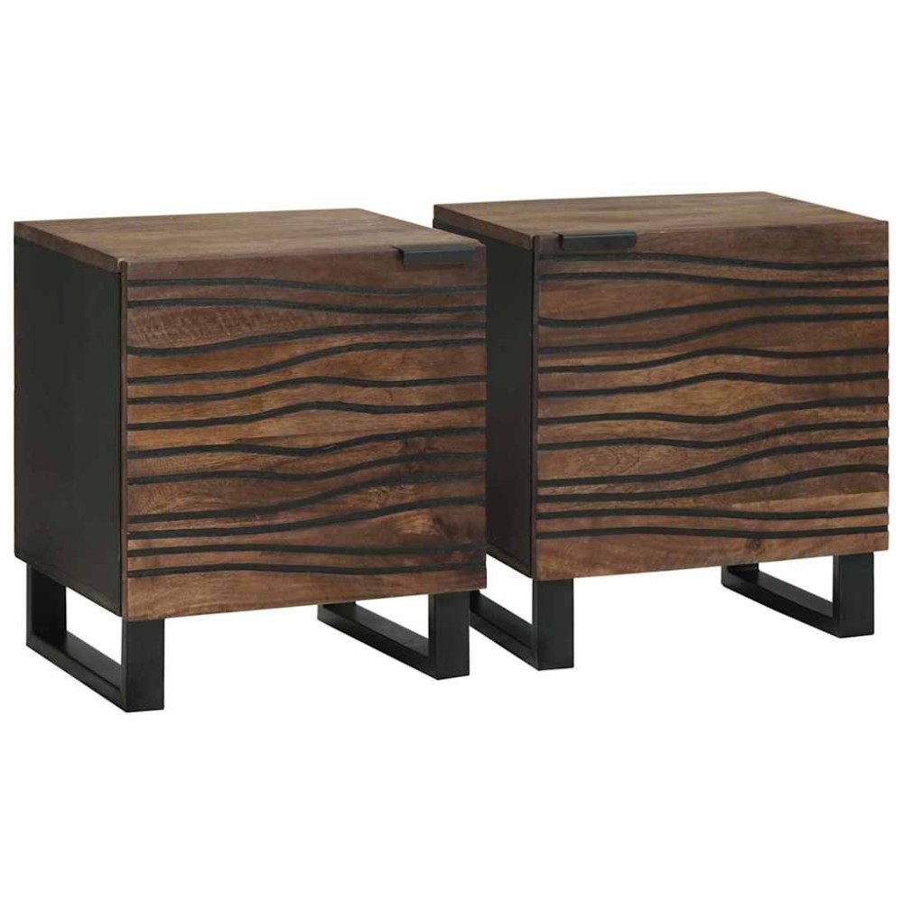 vidaXL Κομοδίνο 2 τμχ. Καρυδιά 40 x 33 x 46 εκ. Επεξεργασμένο Ξύλο