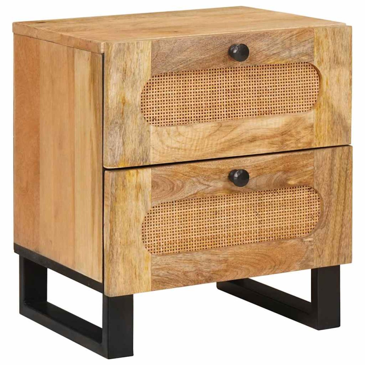 vidaXL Κομοδίνο 2 τμχ. Φυσικό 40 x 33 x 46 εκ. Στερεό ξύλο μάνγκο