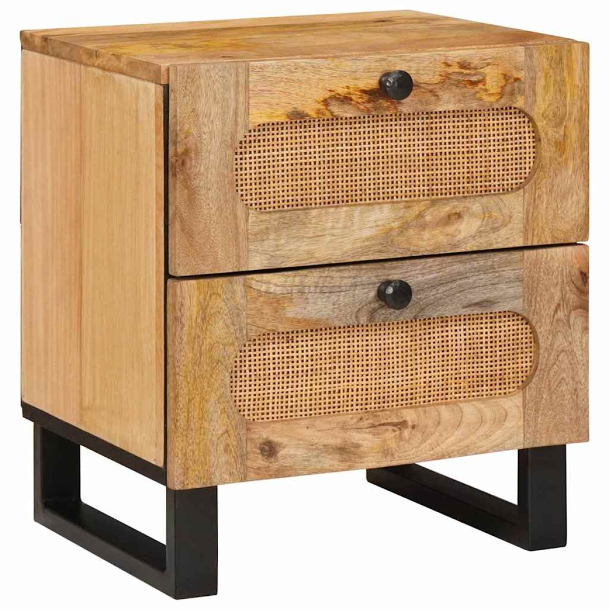 vidaXL Κομοδίνο 2 τμχ. Φυσικό 40 x 33 x 46 εκ. Στερεό ξύλο μάνγκο