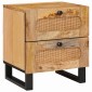vidaXL Κομοδίνο 2 τμχ. Φυσικό 40 x 33 x 46 εκ. Στερεό ξύλο μάνγκο