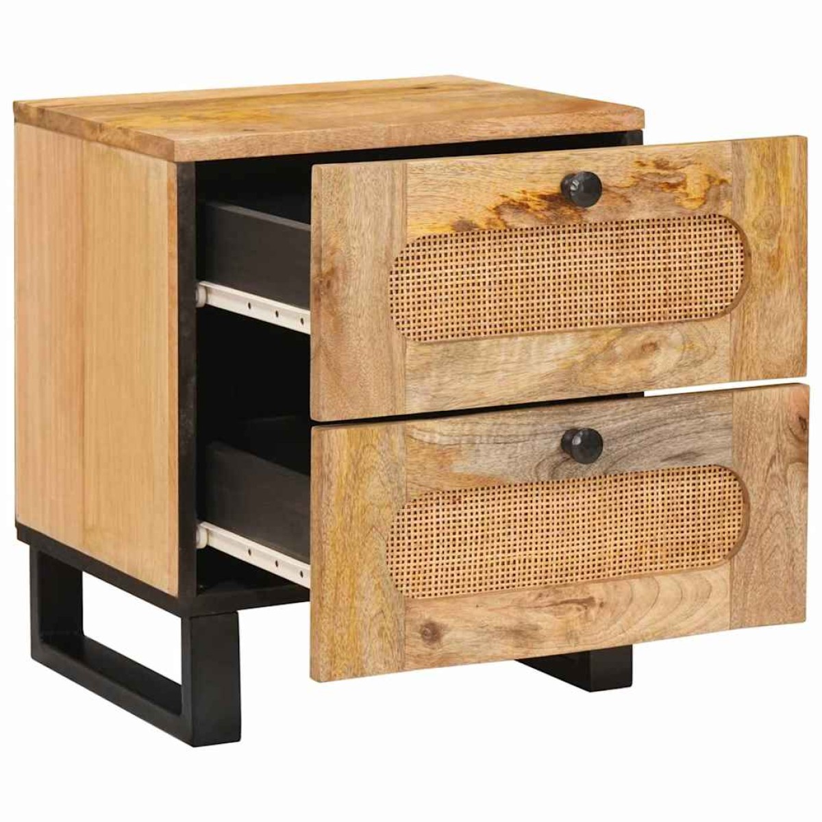 vidaXL Κομοδίνο 2 τμχ. Φυσικό 40 x 33 x 46 εκ. Στερεό ξύλο μάνγκο
