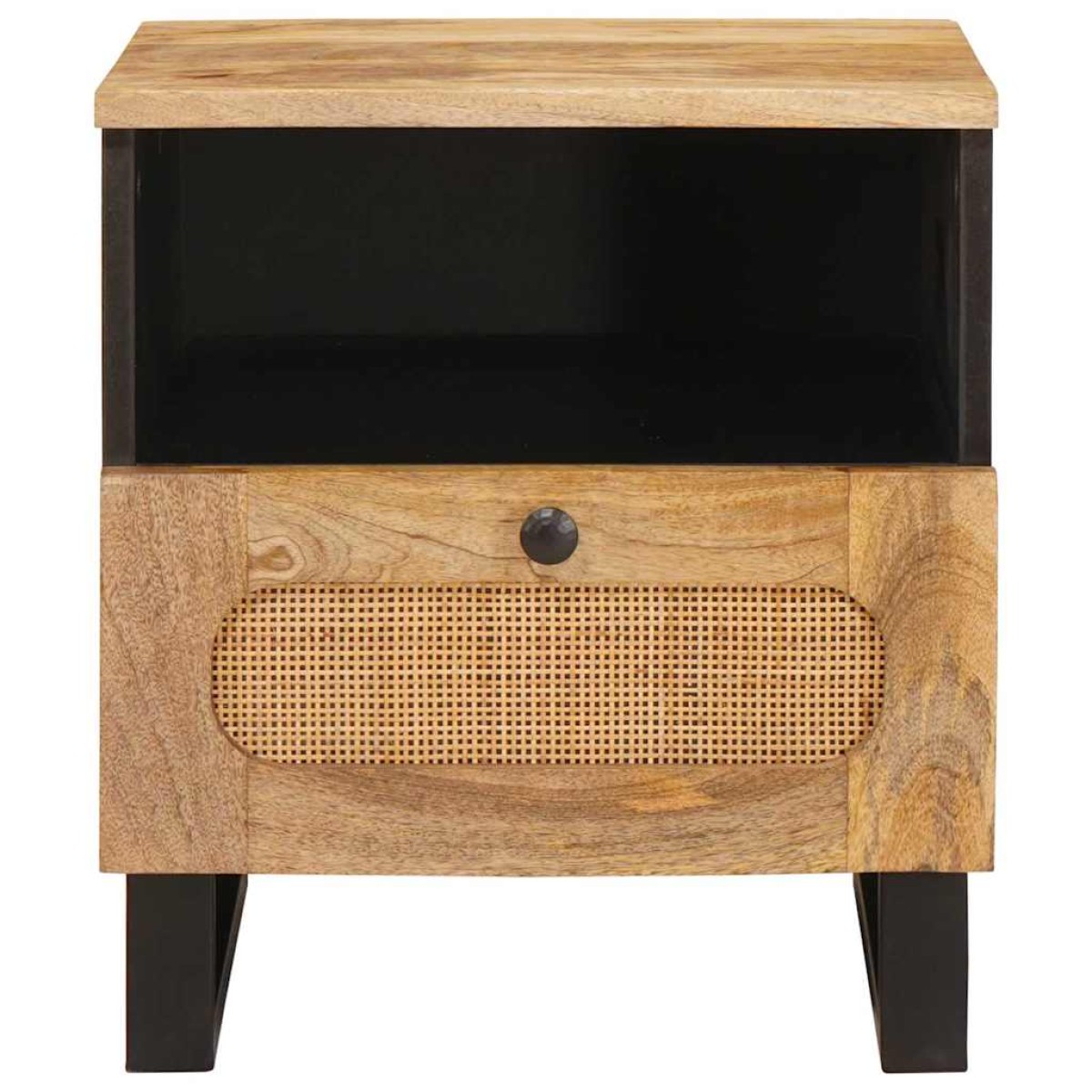 vidaXL Κομοδίνο με συρτάρι Φυσικό 40 x 33 x 46 εκ. Στερεό ξύλο μάνγκο