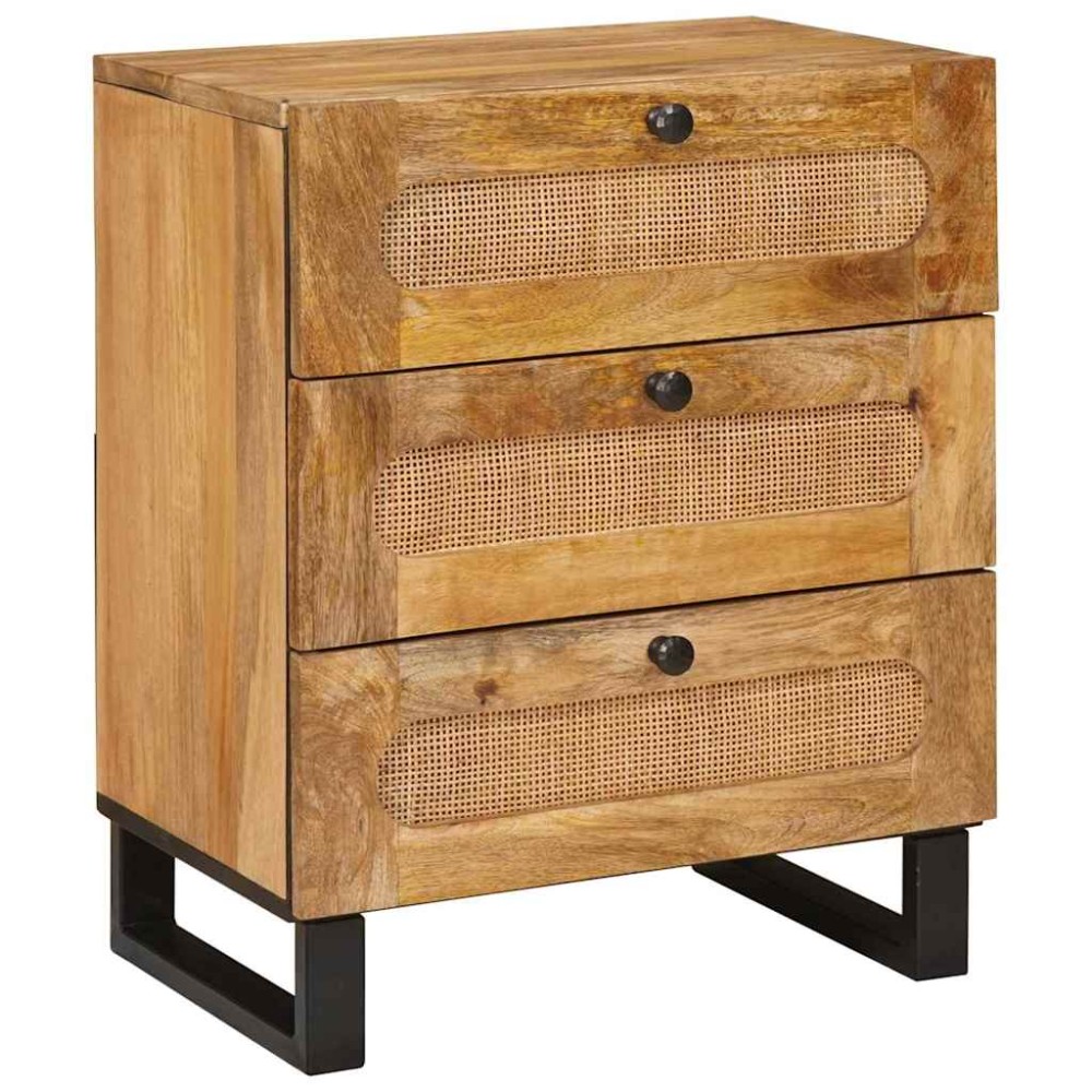 vidaXL Κομοδίνο με συρτάρι Φυσικό 50 x 33 x 62 εκ. Στερεό ξύλο μάνγκο