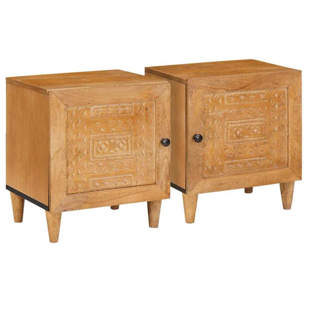 vidaXL Κομοδίνο 2 τεμ. Ανοιχτό καφέ 80 x 50 x 40 cm Επεξεργασμένο Ξύλο