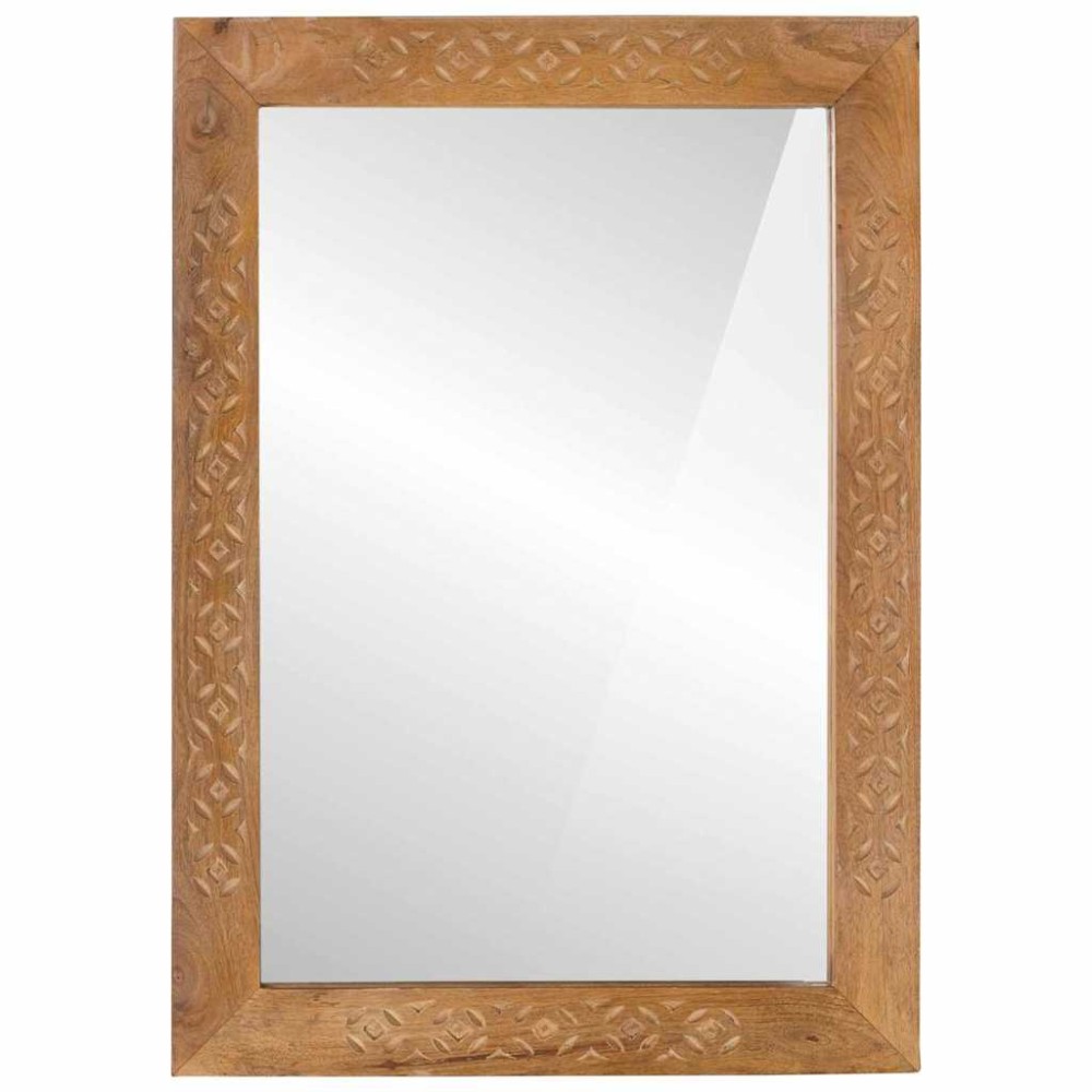 vidaXL καθρέφτης τοίχου 70 x 50 cm Επεξεργασμένο Ξύλο και Γυαλί
