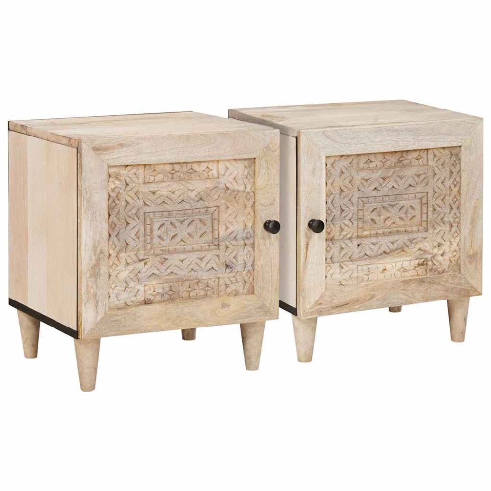 vidaXL Κομοδίνο 2 τεμ. Λευκό 80 x 50 x 40 cm Επεξεργασμένο Ξύλο