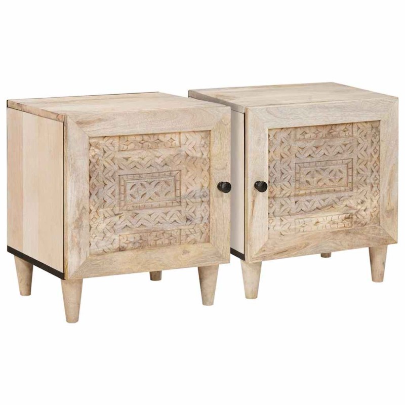 vidaXL Κομοδίνο 2 τεμ. Λευκό 80 x 50 x 40 cm Επεξεργασμένο Ξύλο