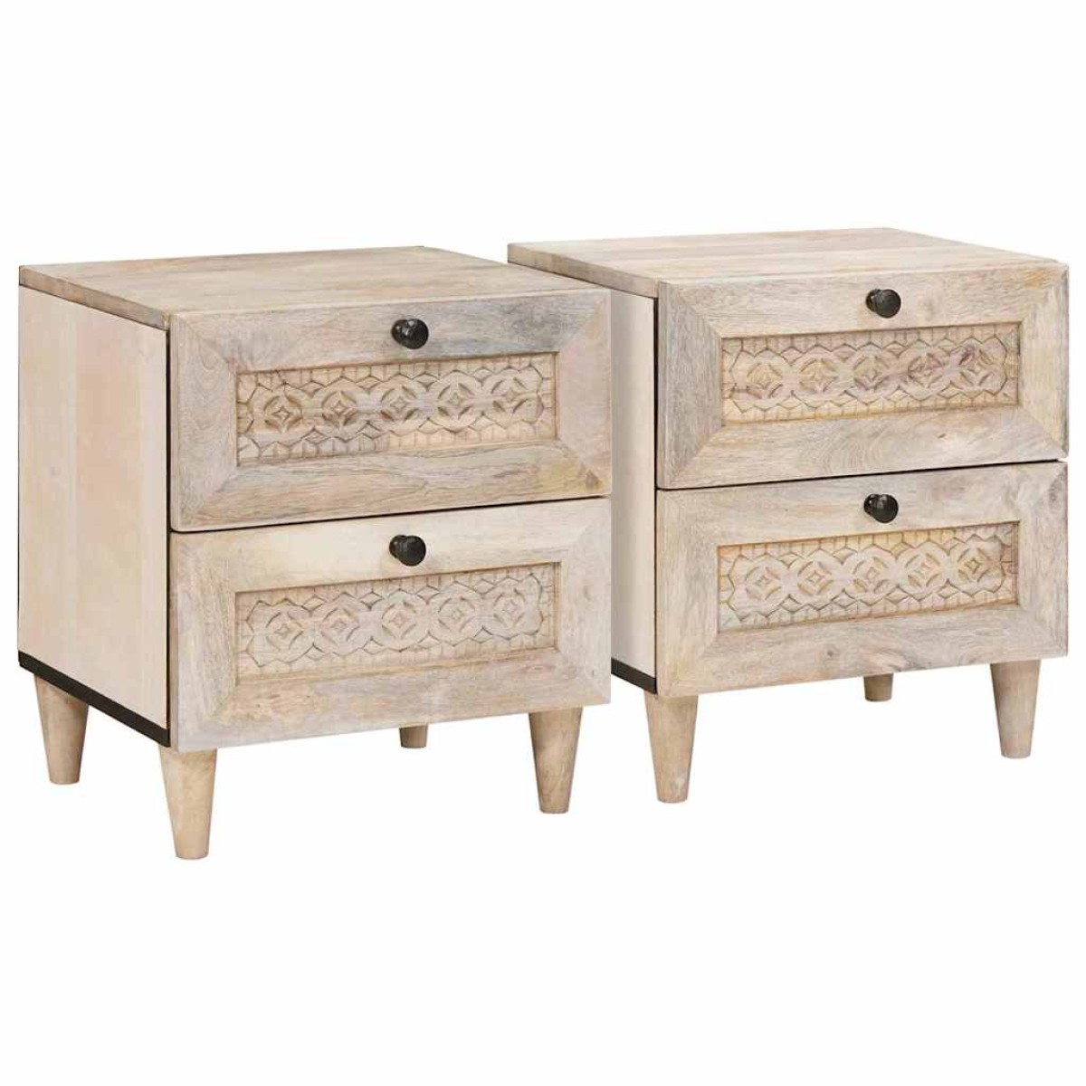 vidaXL Κομοδίνο 2 τεμ. Λευκό 40 x 33 x 46 εκ. Επεξεργασμένο Ξύλο