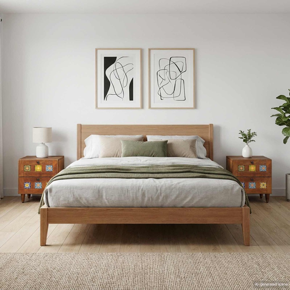 vidaXL Κομοδίνο 2 τεμ. Καφέ 40 x 33 x 46 εκ. Στερεό ξύλο μάνγκο