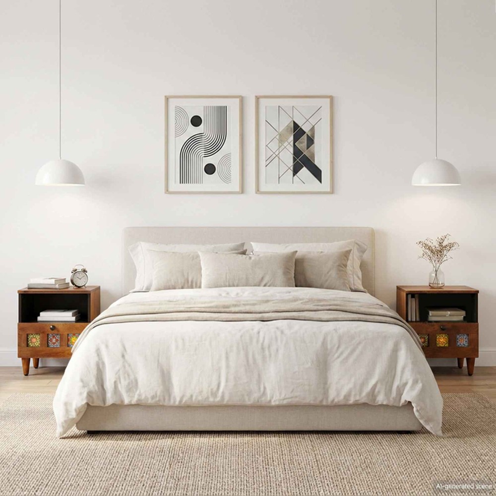 vidaXL Κομοδίνο 2 τμχ. Καφέ 40 x 33 x 46 εκ. Στερεό ξύλο μάνγκο