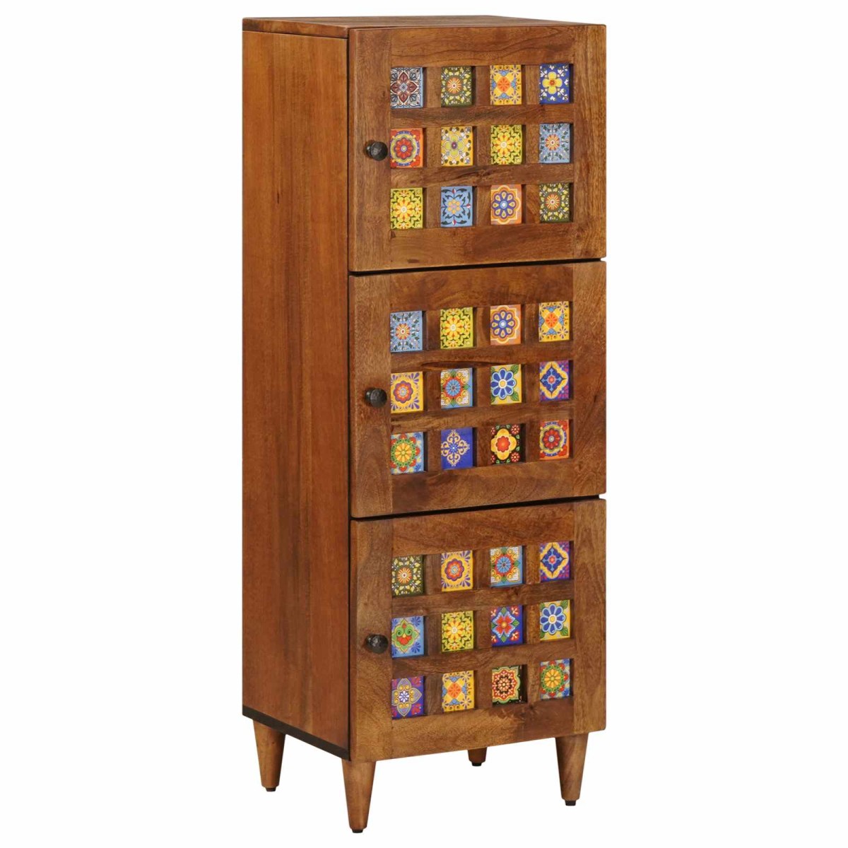 vidaXL Highboard Καρυδιά 40 x 33 x 110 εκ Στερεό ξύλο μάνγκο