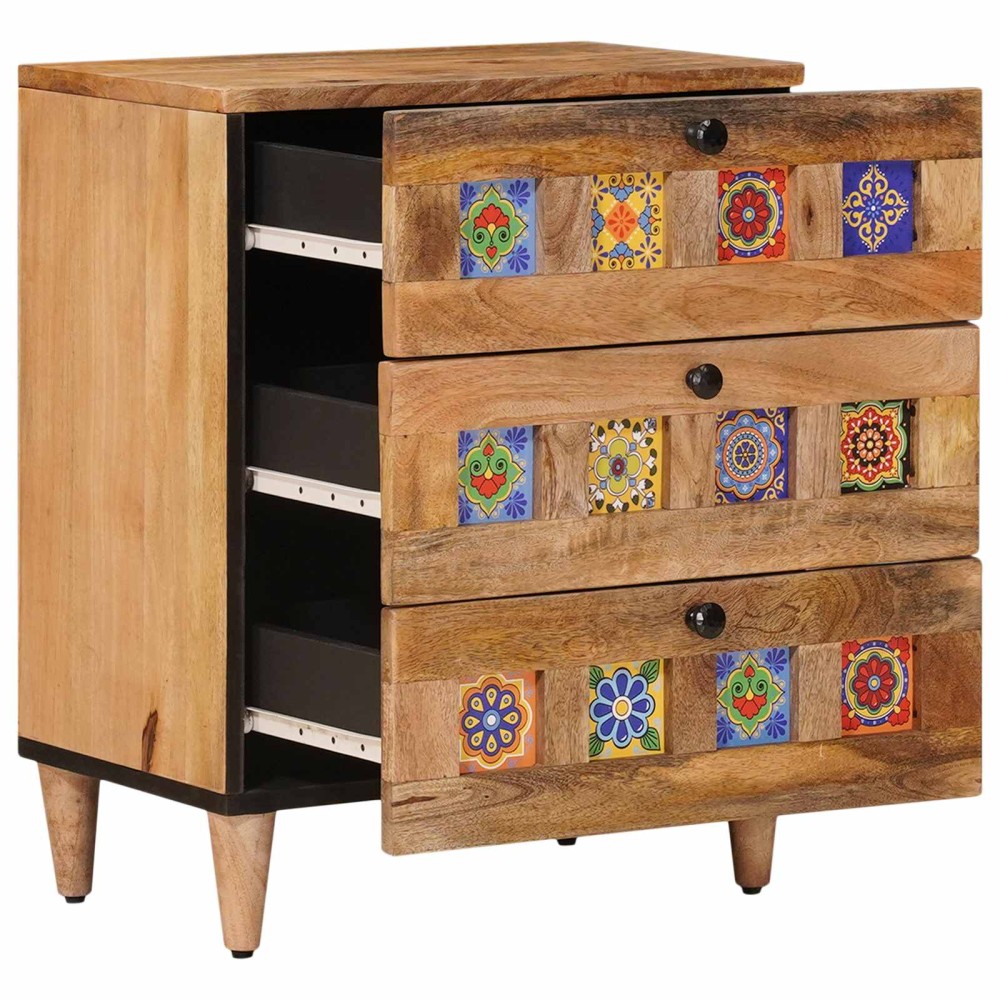 vidaXL Κομοδίνο με συρτάρι Φυσικό 50 x 33 x 62 εκ. Στερεό ξύλο μάνγκο