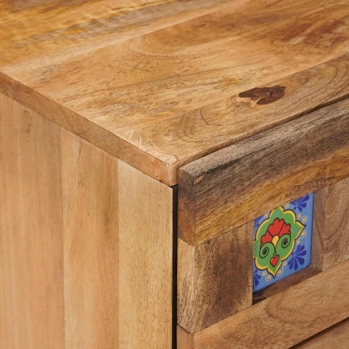 vidaXL Κομοδίνο με συρτάρι Φυσικό 50 x 33 x 62 εκ. Στερεό ξύλο μάνγκο