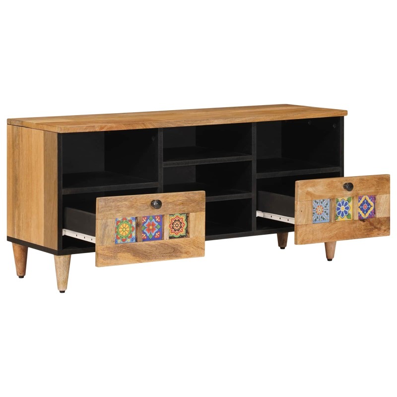 vidaXL Ντουλάπι TV με ράφι Φυσικό 100 x 33 x 46 εκ Στερεό ξύλο μάνγκο