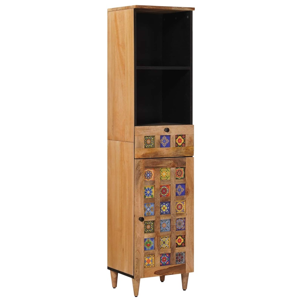 vidaXL Ντουλάπι Μπάνιου Φυσικό 38 x 33 x 160 εκ. Στερεό ξύλο μάνγκο