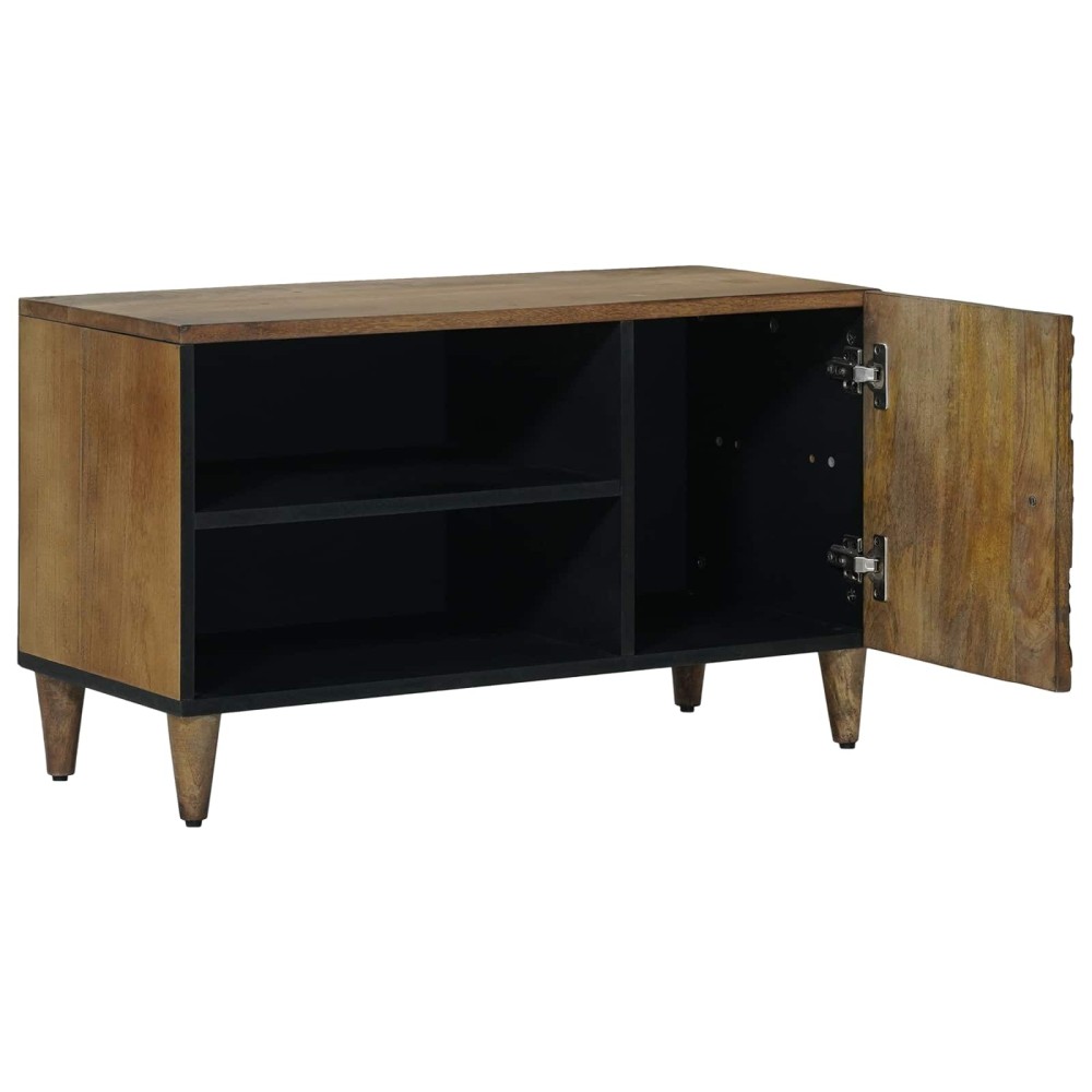 vidaXL Ντουλάπι TV με ράφι Καφέ 80 x 31,5 x 46 cm Στερεό ξύλο μάνγκο