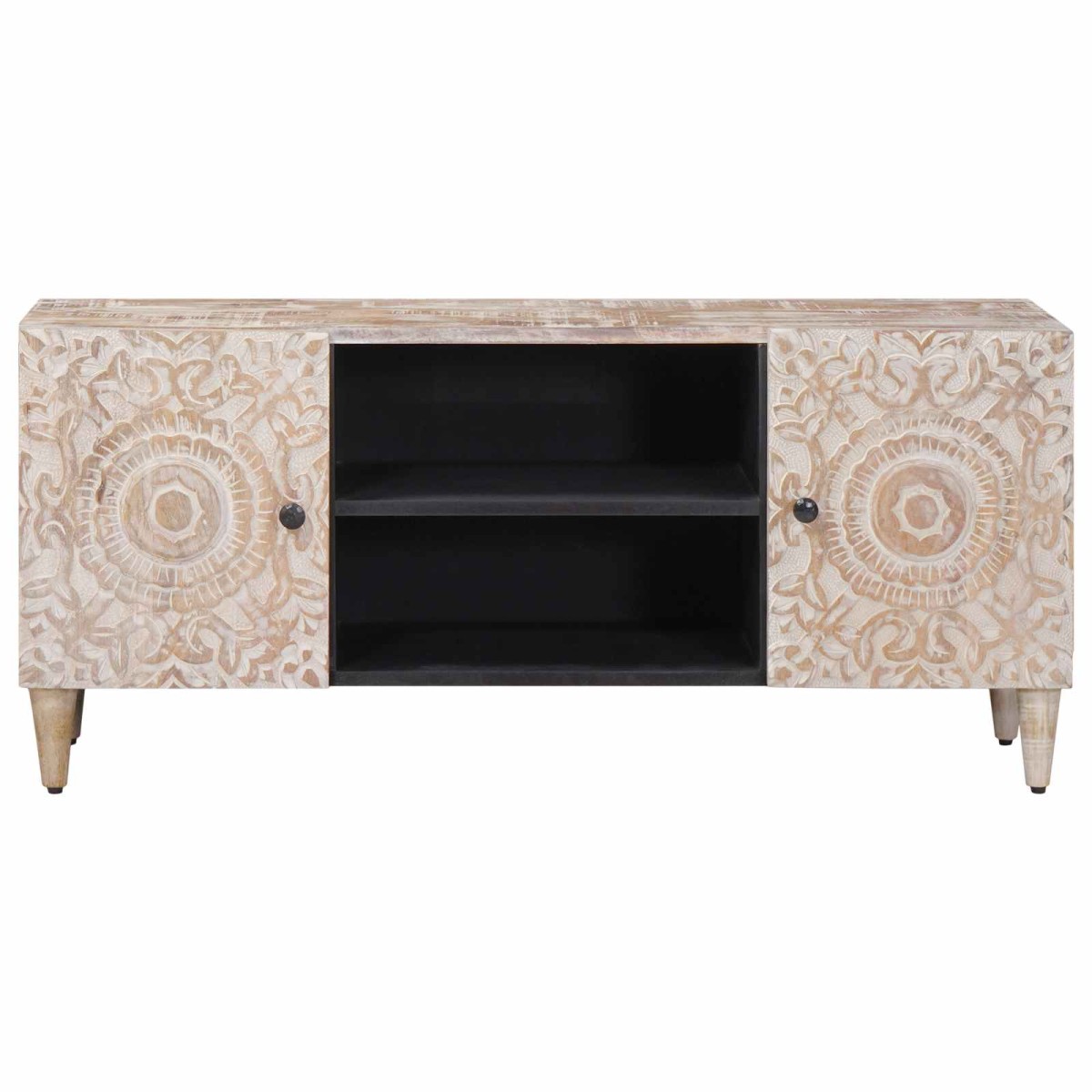 vidaXL Ντουλάπι TV Λευκό 105 x 33,5 x 46 εκ. Στερεό ξύλο μάνγκο