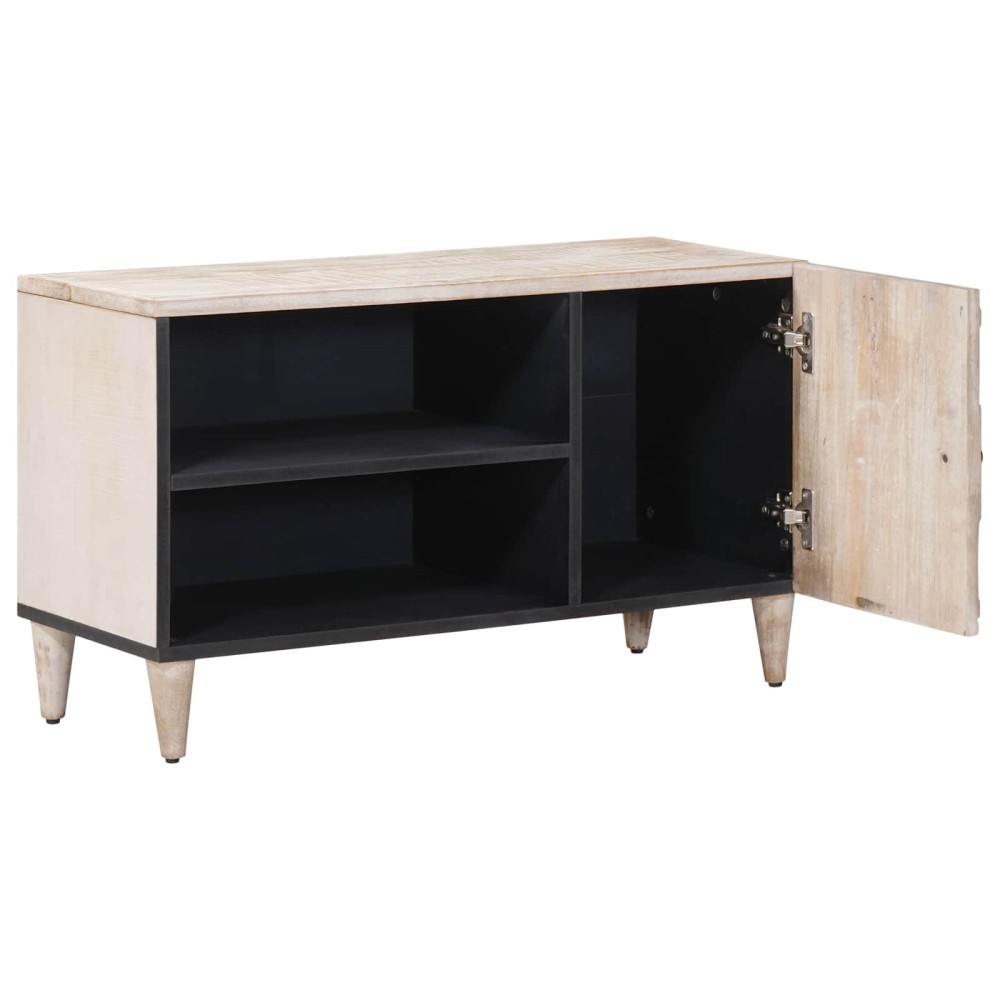 vidaXL Ντουλάπι TV με ράφι Λευκό 80 x 31,5 x 46 cm Στερεό ξύλο μάνγκο