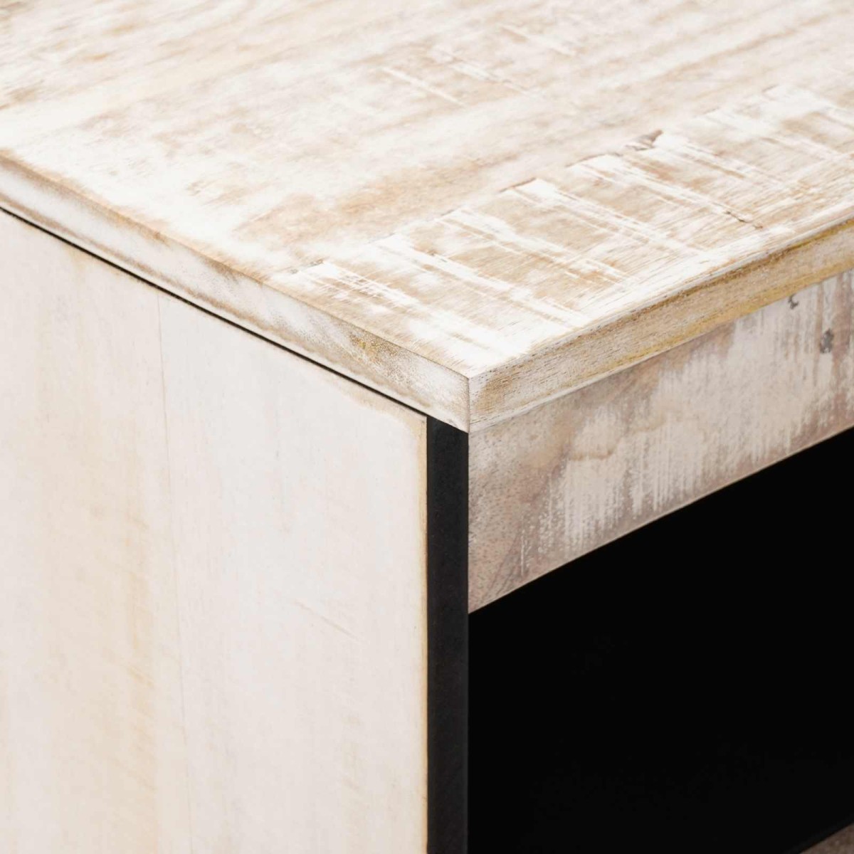 vidaXL Πλαϊνό γραφείο Λευκό 60 x 33,5 x 75 εκ. Στερεό ξύλο μάνγκο