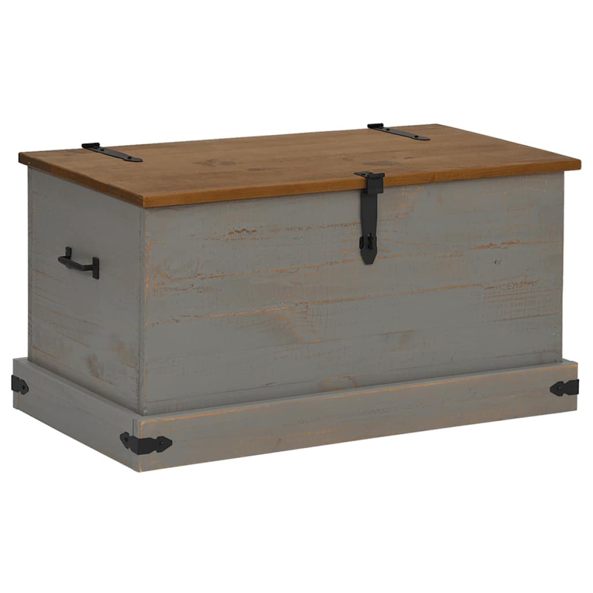 vidaXL Σεντούκι αποθήκευσης HALDEN γκρι 91x48x47 cm μασίφ ξύλο πεύκο