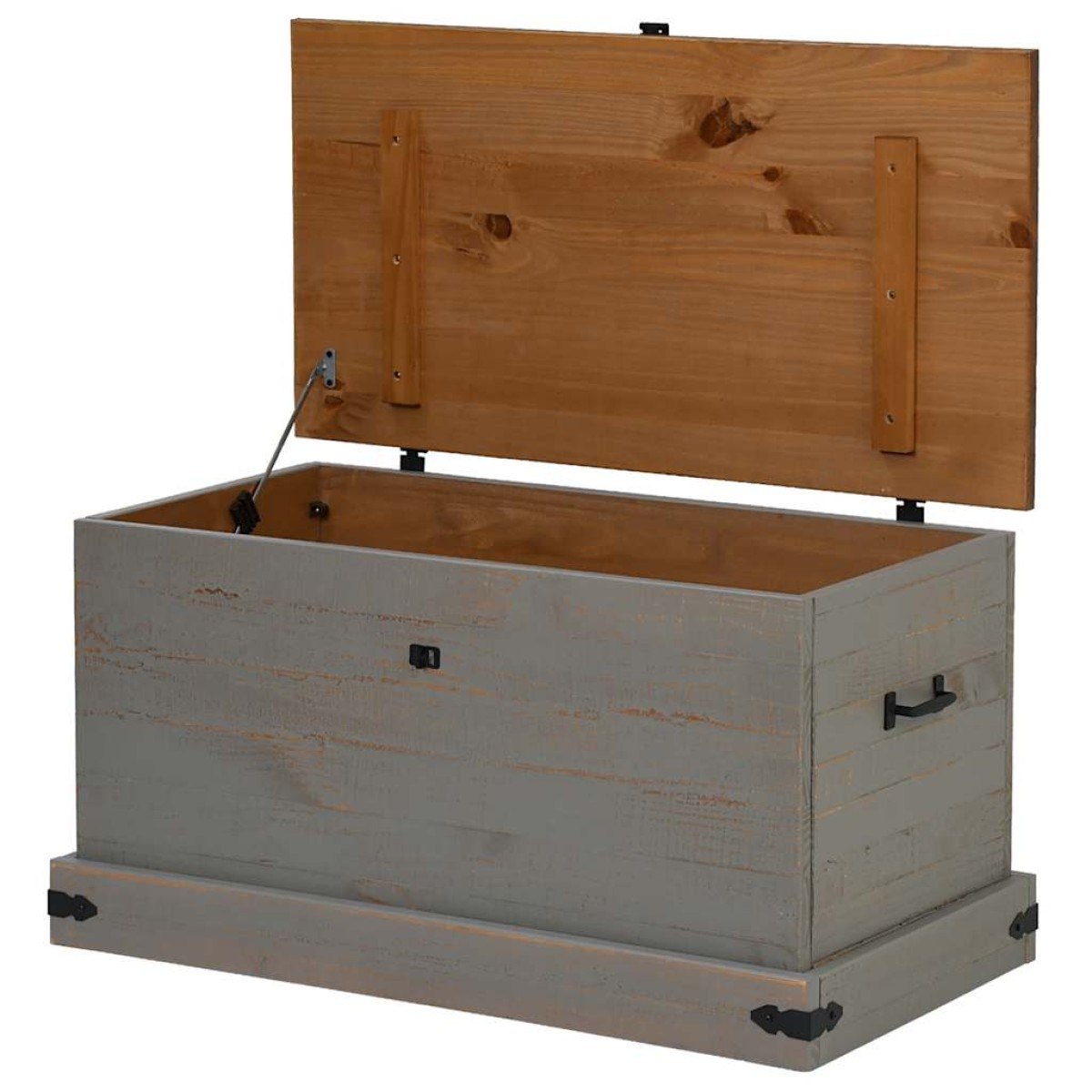 vidaXL Σεντούκι αποθήκευσης HALDEN γκρι 91x48x47 cm μασίφ ξύλο πεύκο