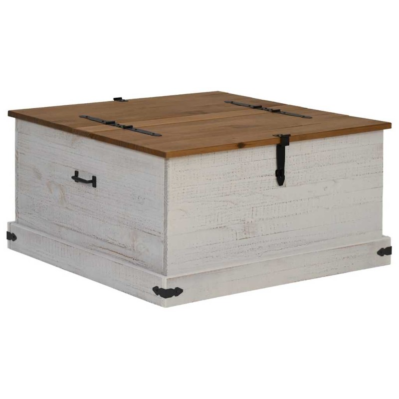 vidaXL Σεντούκι αποθήκευσης HALDEN Λευκό 91x91x47 cm Στερεό ξύλο πεύκο