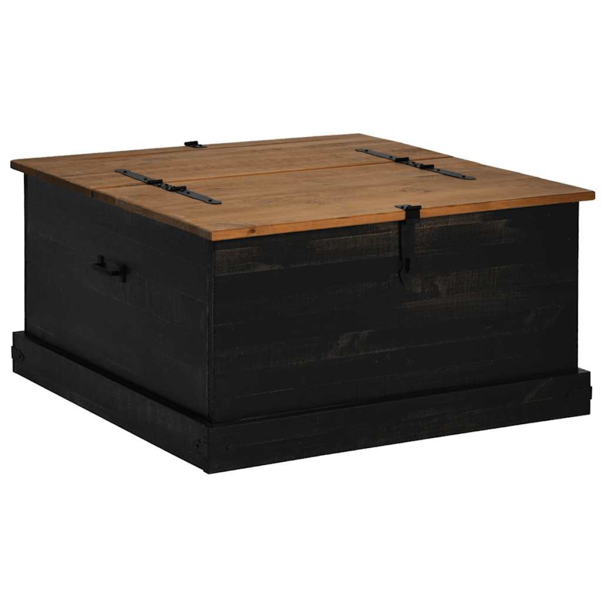 vidaXL Σεντούκι αποθήκευσης HALDEN Μαύρο 91x91x47cm Στερεό ξύλο πεύκου
