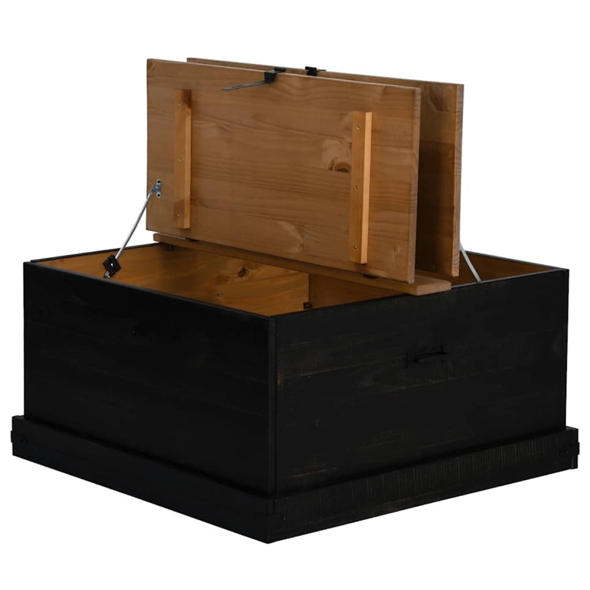 vidaXL Σεντούκι αποθήκευσης HALDEN Μαύρο 91x91x47cm Στερεό ξύλο πεύκου