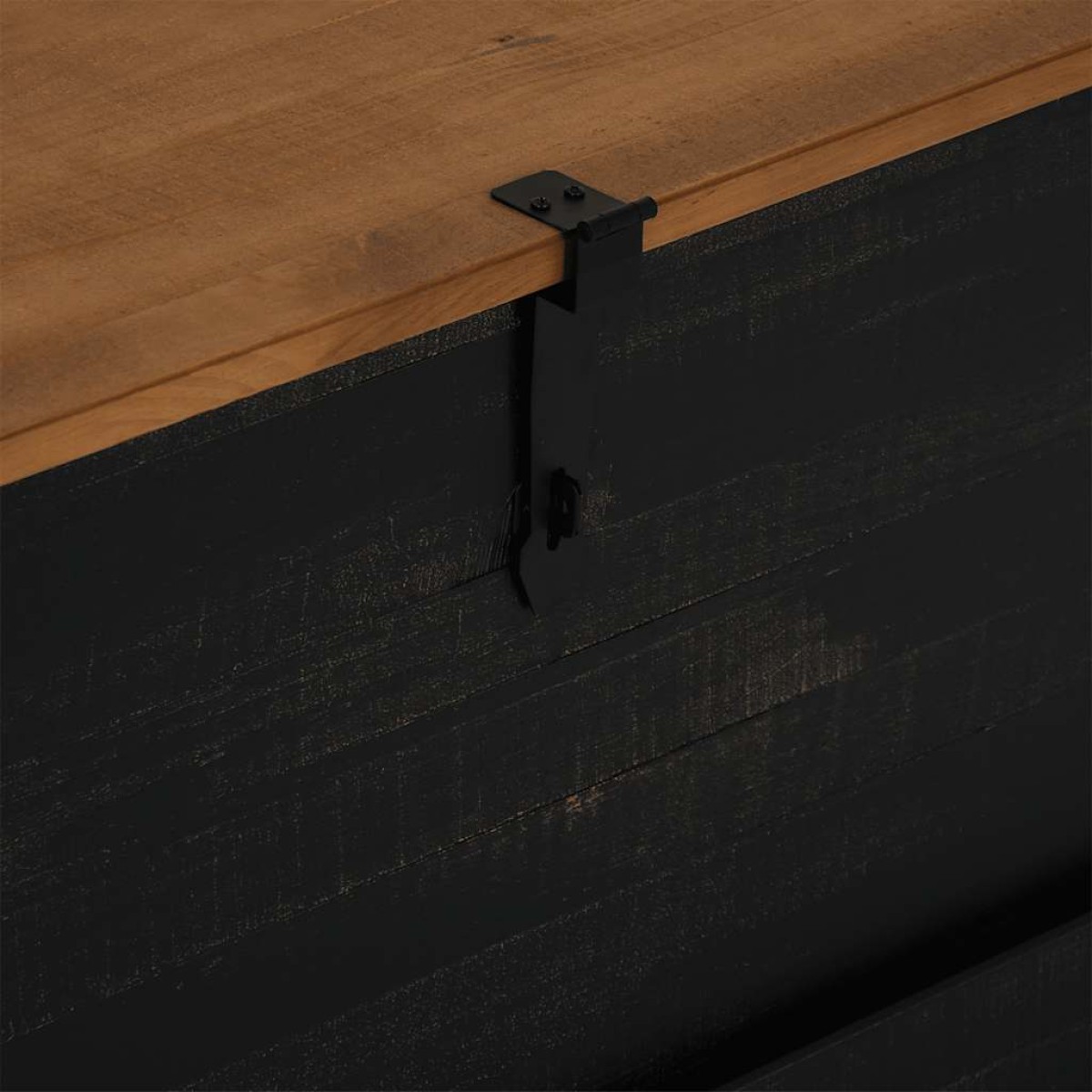 vidaXL Σεντούκι αποθήκευσης HALDEN Μαύρο 91x91x47cm Στερεό ξύλο πεύκου
