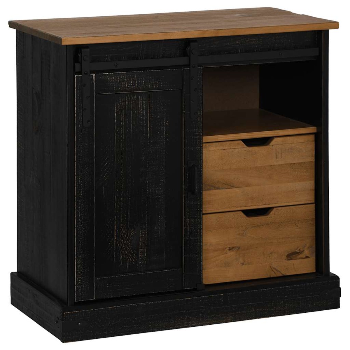 vidaXL Sideboard HALDEN με συρόμενη πόρτα Μαύρο 80x40x80 cm