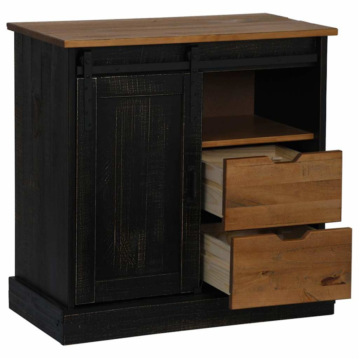 vidaXL Sideboard HALDEN με συρόμενη πόρτα Μαύρο 80x40x80 cm