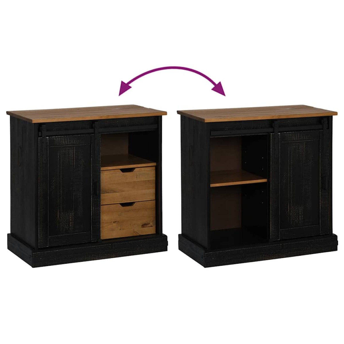 vidaXL Sideboard HALDEN με συρόμενη πόρτα Μαύρο 80x40x80 cm