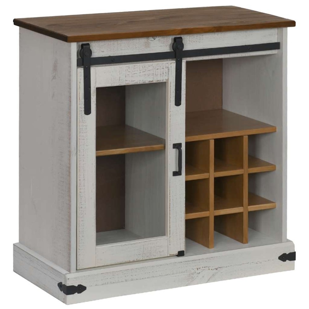 vidaXL Sideboard HALDEN με συρόμενη πόρτα Λευκό 80x40x80 cm μασίφ ξύλο