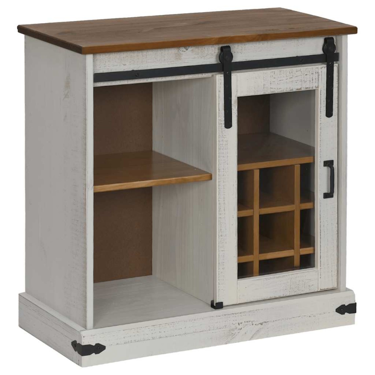 vidaXL Sideboard HALDEN με συρόμενη πόρτα Λευκό 80x40x80 cm μασίφ ξύλο