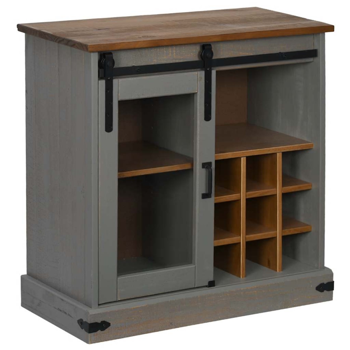vidaXL Sideboard HALDEN με συρόμενη πόρτα γκρι 80x40x80 cm μασίφ ξύλο
