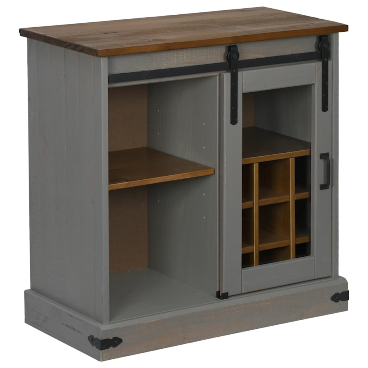 vidaXL Sideboard HALDEN με συρόμενη πόρτα γκρι 80x40x80 cm μασίφ ξύλο