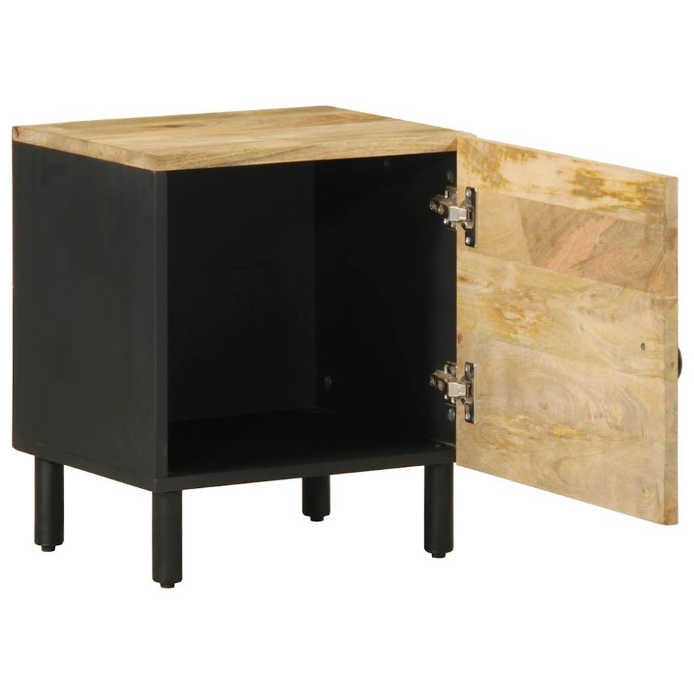 vidaXL Κρεβατοκάμαρα Μαύρο 40x33,5x46cm Στερεό ακατέργαστο ξύλο Μάνγκο