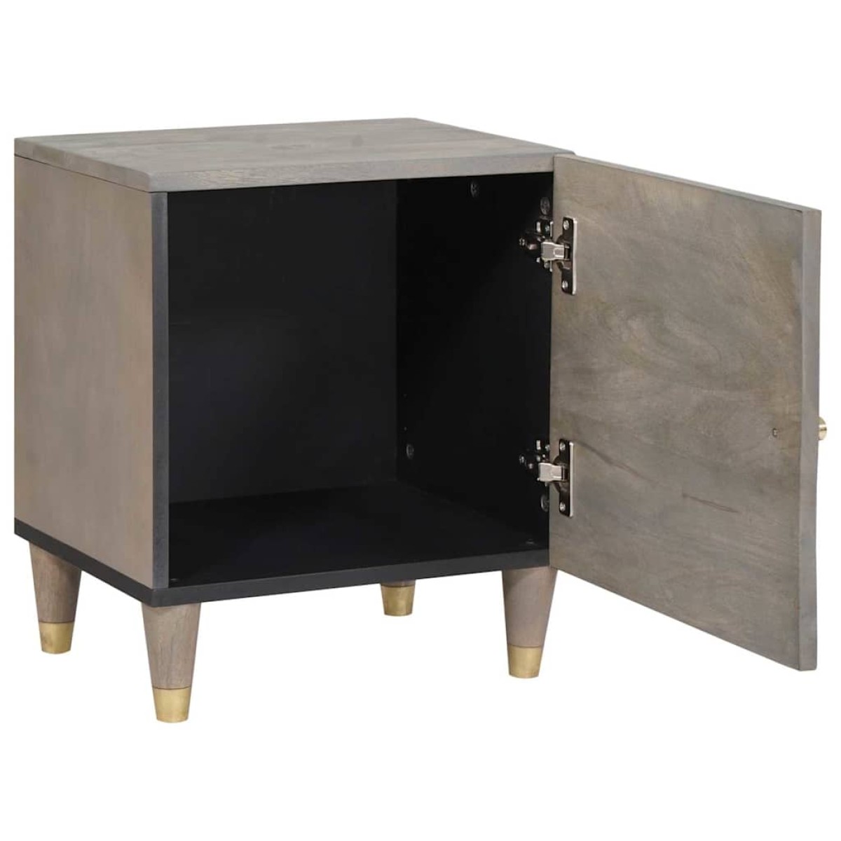 vidaXL Κομοδίνο με Πόρτα Γκρι 40 x 33 x 46 εκ. Στερεό ξύλο μάνγκο