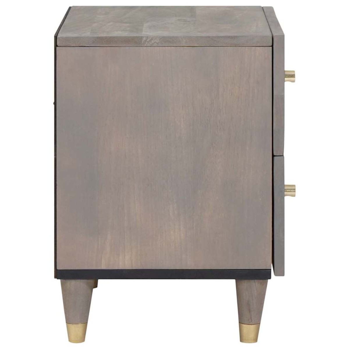 vidaXL Κομοδίνο 2 τεμ. Γκρι 40 x 33 x 46 εκ. Στερεό ξύλο μάνγκο