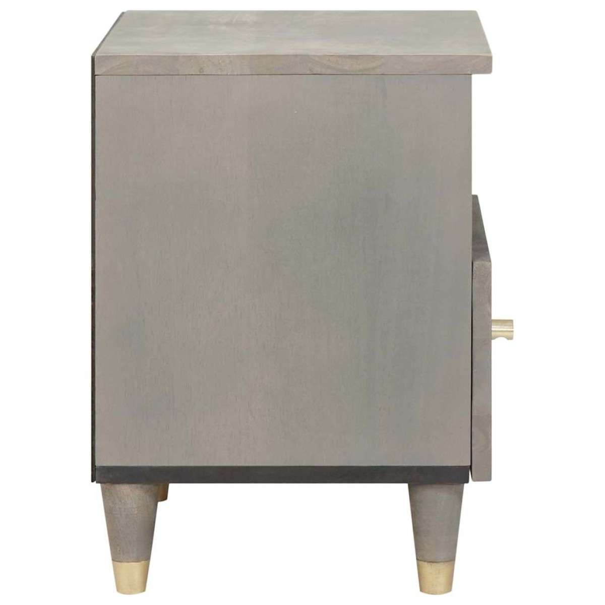 vidaXL Κομοδίνο με συρτάρι Γκρι 40 x 33 x 46 εκ. Στερεό ξύλο μάνγκο