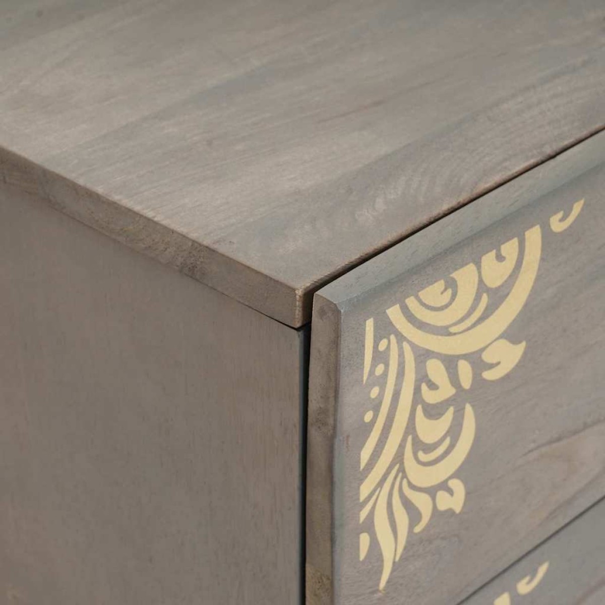 vidaXL Κομοδίνο με συρτάρι Γκρι 50 x 33 x 62 εκ. Στερεό ξύλο μάνγκο