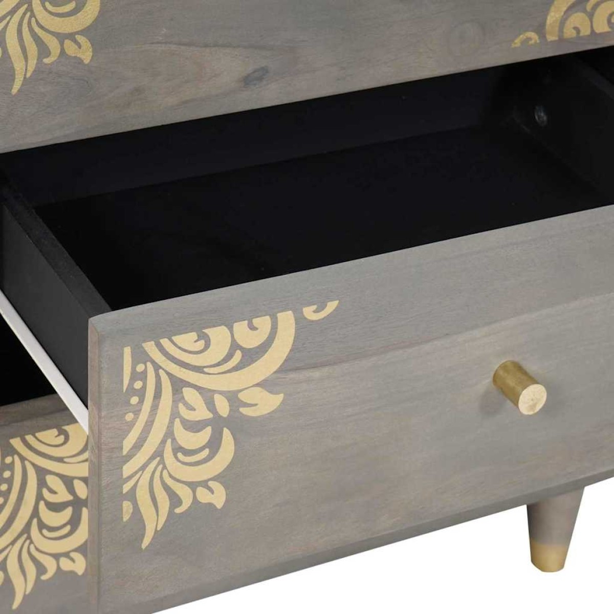 vidaXL Κομοδίνο με συρτάρι Γκρι 50 x 33 x 62 εκ. Στερεό ξύλο μάνγκο