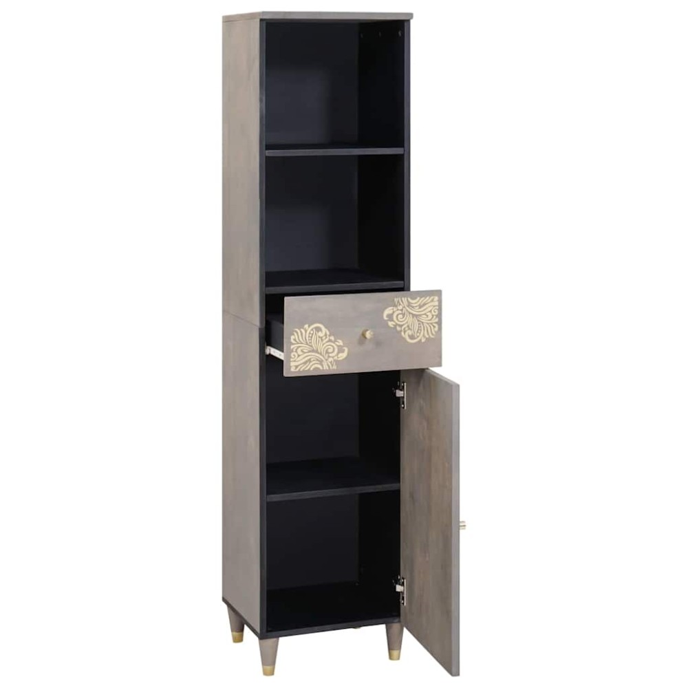 vidaXL Ντουλάπι Μπάνιου Γκρι 38 x 33 x 160 εκ. Στερεό ξύλο μάνγκο