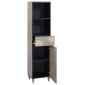 vidaXL Ντουλάπι Μπάνιου Γκρι 38 x 33 x 160 εκ. Στερεό ξύλο μάνγκο