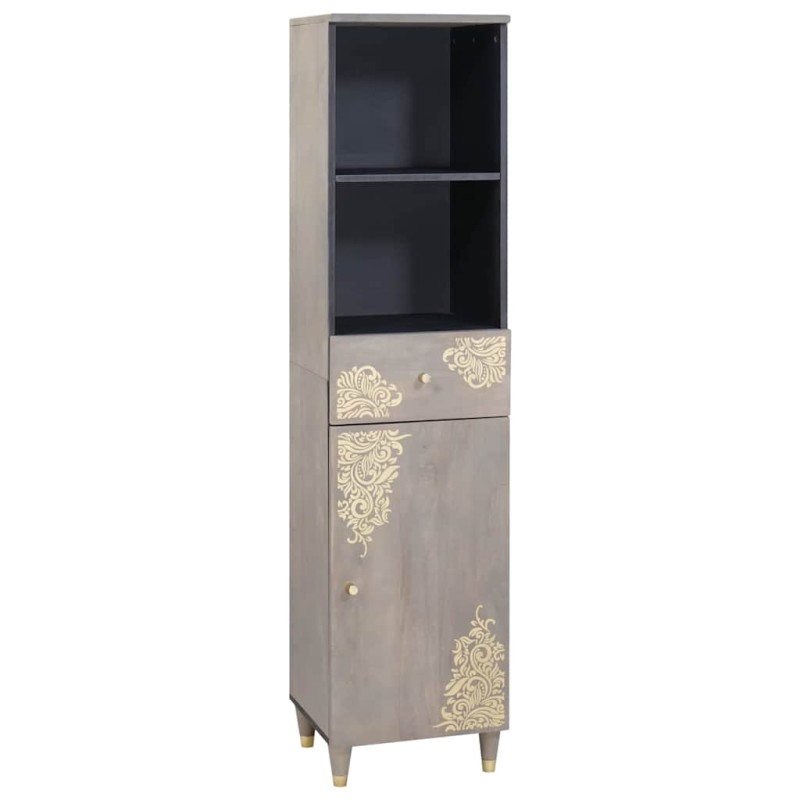 vidaXL Ντουλάπι Μπάνιου Γκρι 38 x 33 x 160 εκ. Στερεό ξύλο μάνγκο