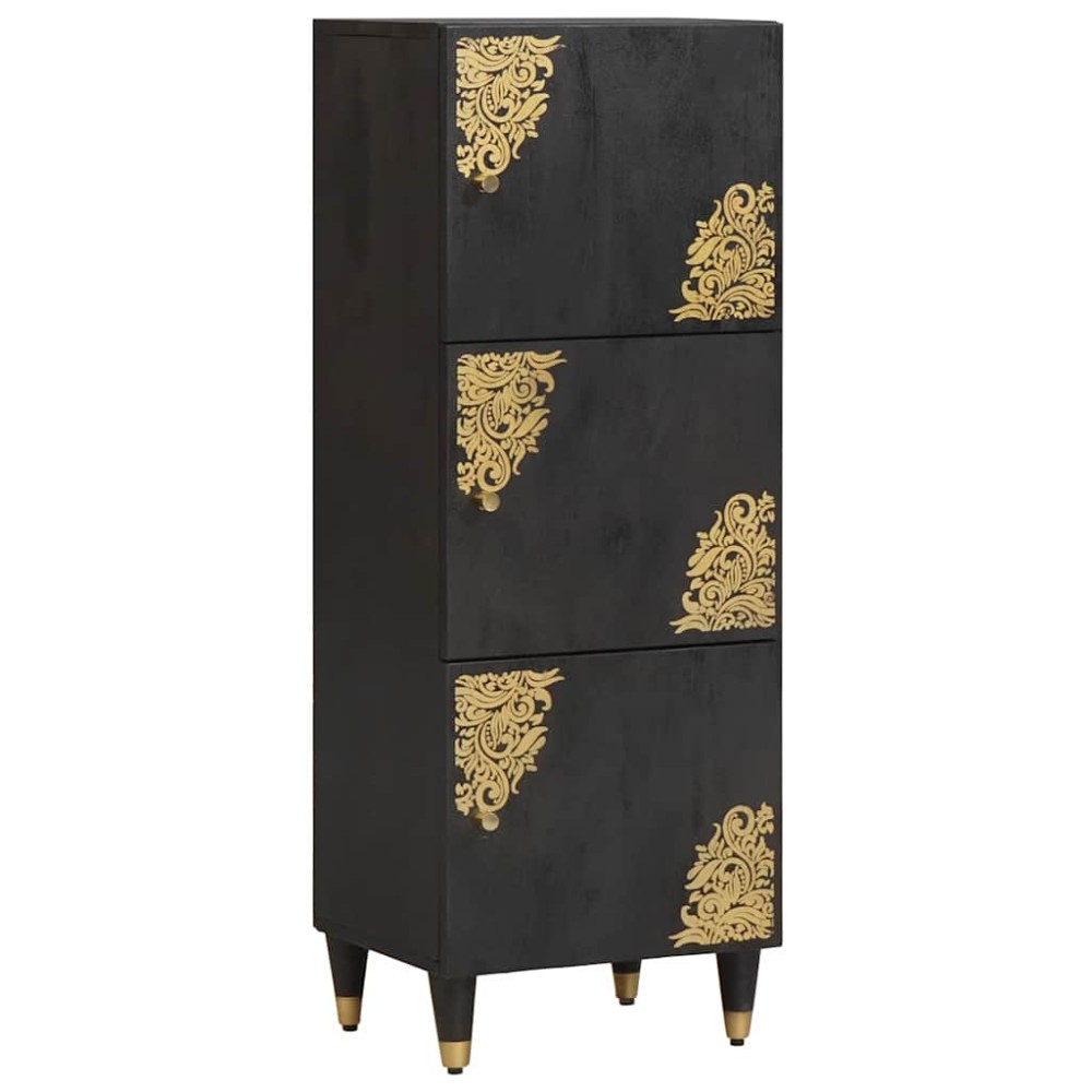 vidaXL Highboard με ράφι Μαύρο 40 x 33 x 110 εκ Στερεό ξύλο μάνγκο