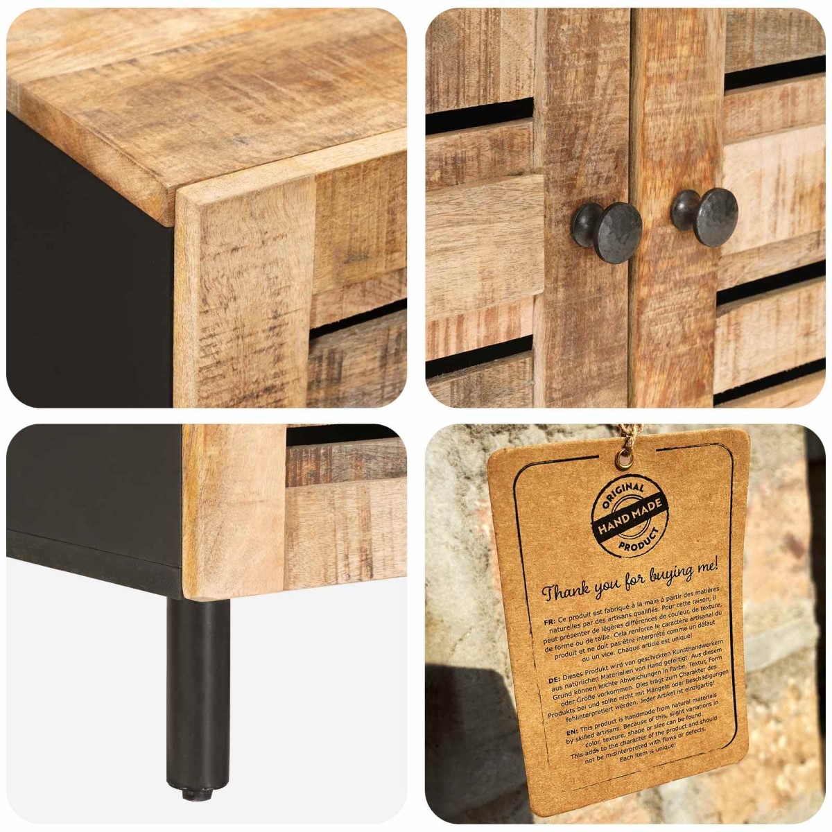 vidaXL Ντουλάπες Αποθήκευσης 60 x 33 x 75 cm Στερεό ξύλο μάνγκο Φυσικό