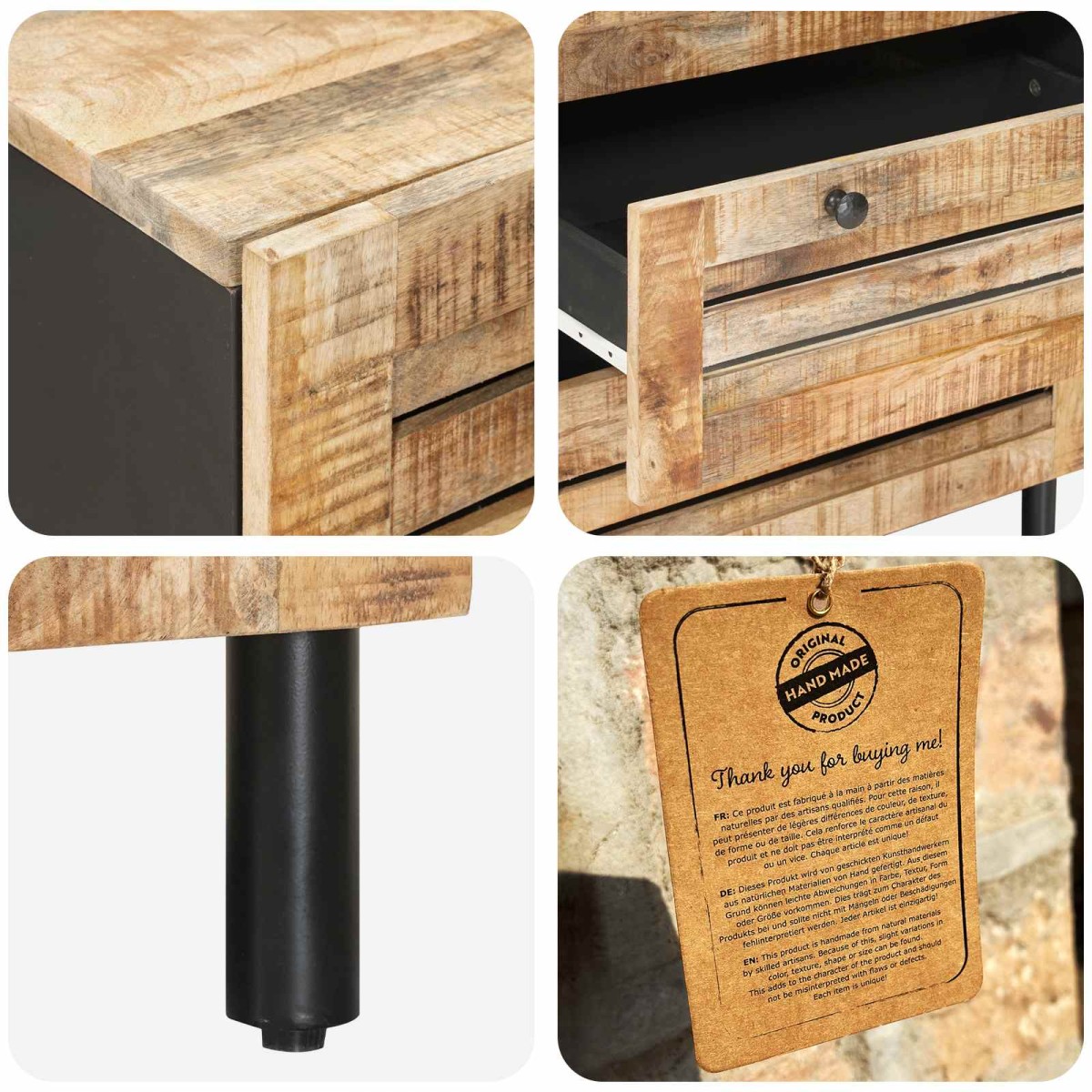 vidaXL Ντουλάπες Αποθήκευσης 60 x 33 x 75 cm Στερεό ξύλο μάνγκο Φυσικό